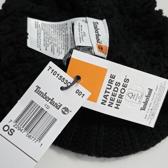TIMBERLAND ~ Black Pom Winter Hat ~ OS  NWT - Picture 7 of 9